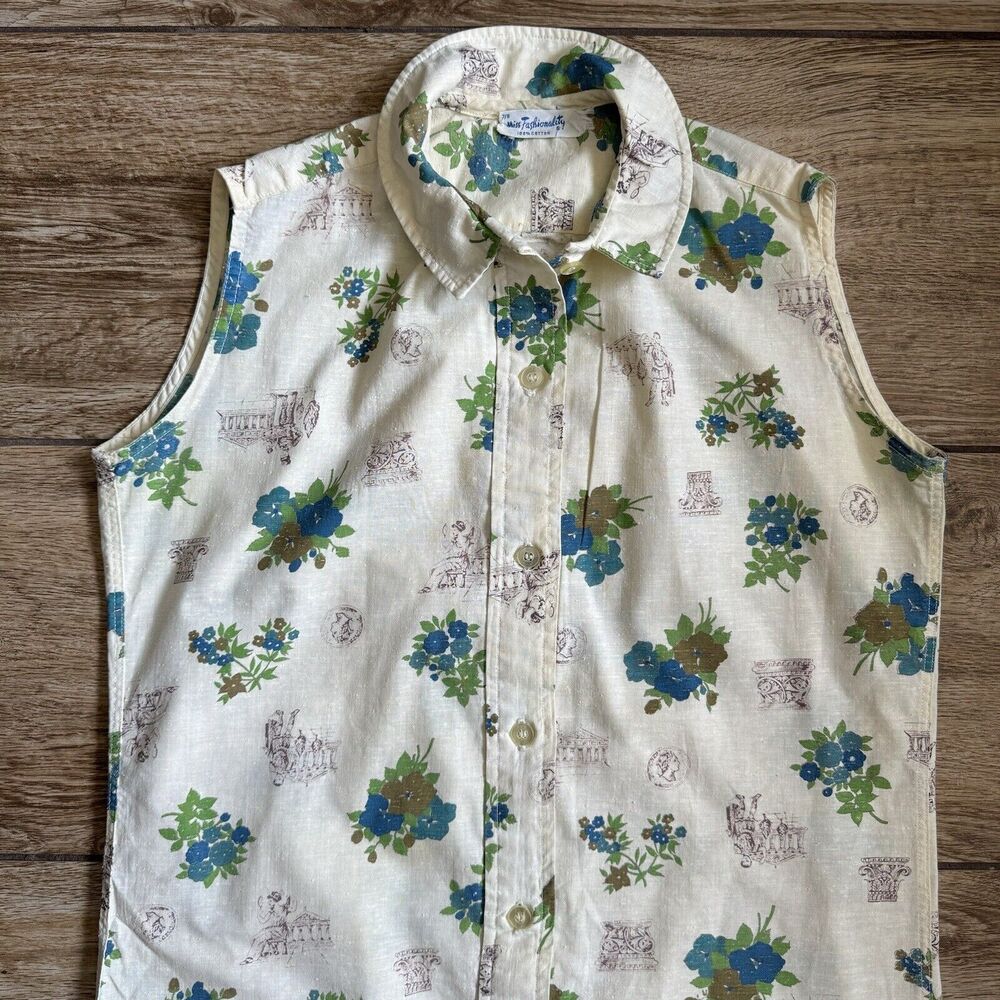 Vintage Floral Print Sleeveless Dress Size 7/8 - Picture 6 of 15